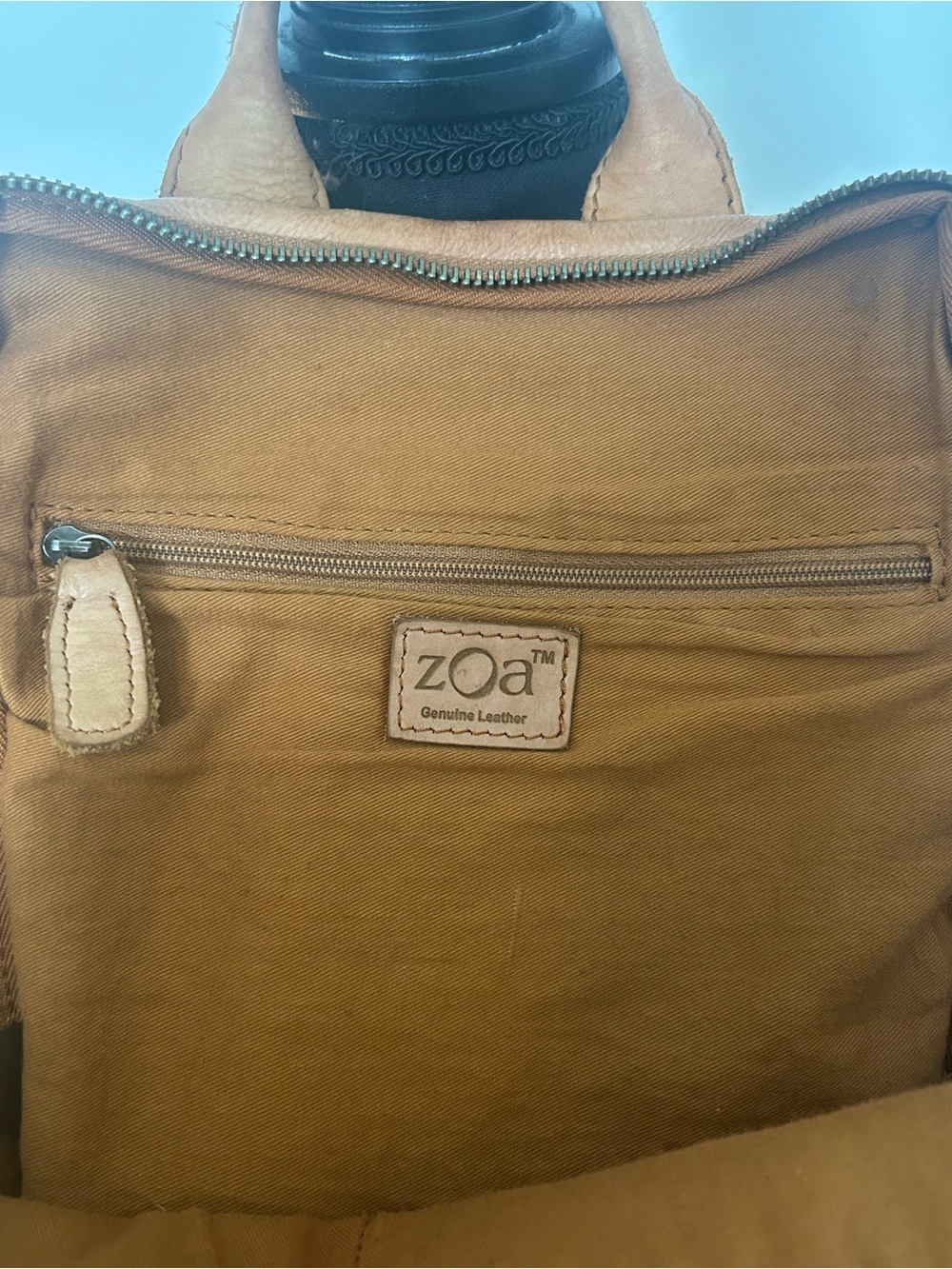 ZOA Genuine Leather Woven Backpack Cognac Brown Studded Boho Bag - Picture 15 of 16